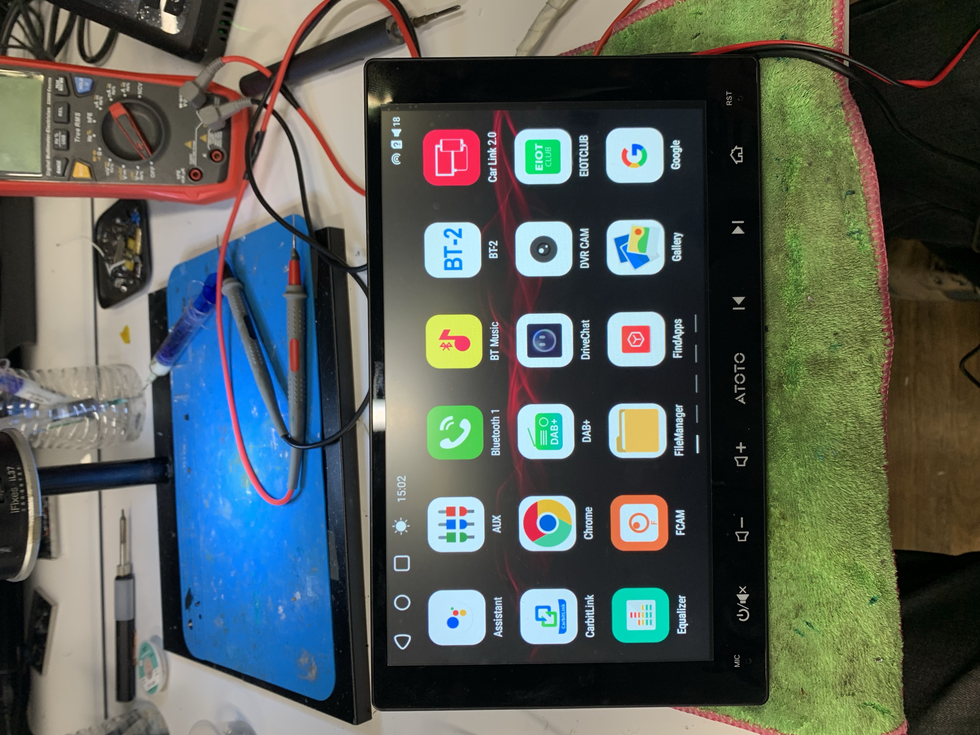 Brisbane Apple CarPlay headunit on the bench during a power draw test